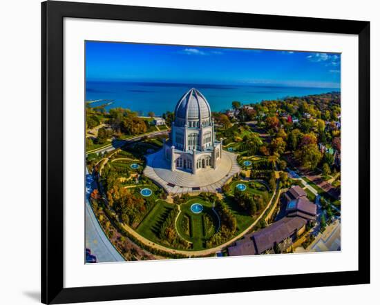 Elevated view of Baha'i Temple, Wilmette, Cook County, Illinois, USA-null-Framed Photographic Print