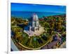 Elevated view of Baha'i Temple, Wilmette, Cook County, Illinois, USA-null-Framed Photographic Print