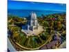 Elevated view of Baha'i Temple, Wilmette, Cook County, Illinois, USA-null-Mounted Photographic Print