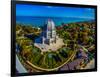 Elevated view of Baha'i Temple, Wilmette, Cook County, Illinois, USA-null-Framed Photographic Print