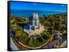 Elevated view of Baha'i Temple, Wilmette, Cook County, Illinois, USA-null-Framed Stretched Canvas