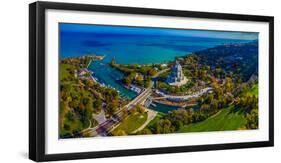 Elevated view of Baha'i Temple, Wilmette, Cook County, Illinois, USA-null-Framed Photographic Print