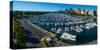 Elevated view of Belmont Yacht Club, Chicago, Illinois, USA-null-Stretched Canvas