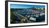 Elevated view of Belmont Yacht Club, Chicago, Illinois, USA-null-Framed Photographic Print