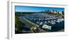 Elevated view of Belmont Yacht Club, Chicago, Illinois, USA-null-Framed Photographic Print