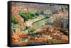 Elevated view of Bilbao, Spain (Bilbo) and river Ibaizabal-null-Framed Stretched Canvas