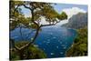 Elevated view of blue waters of the City of Capri, an Italian island off the Sorrentine Peninsul...-null-Stretched Canvas