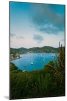 Elevated view of boats in Caribbean sea, Hamilton Battery, Port Elizabeth, Bequia, Saint Vincent...-null-Mounted Photographic Print