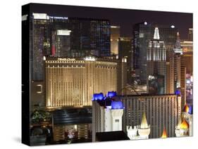 Elevated View of Casinos on the Strip at Night, Las Vegas, Nevada, USA, North America-Gavin Hellier-Stretched Canvas