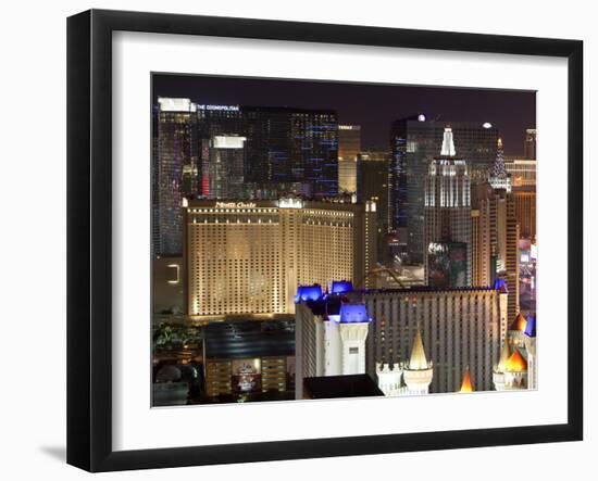 Elevated View of Casinos on the Strip at Night, Las Vegas, Nevada, USA, North America-Gavin Hellier-Framed Photographic Print