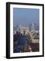 Elevated View of Champs Elysees, Arc De Triomphe and La Defense, Paris, France, Europe-Charles Bowman-Framed Premium Photographic Print