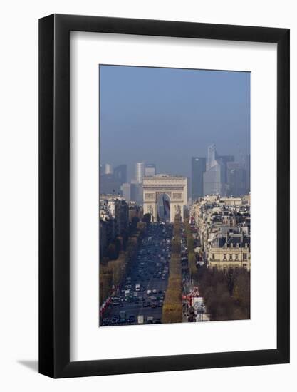 Elevated View of Champs Elysees, Arc De Triomphe and La Defense, Paris, France, Europe-Charles Bowman-Framed Photographic Print