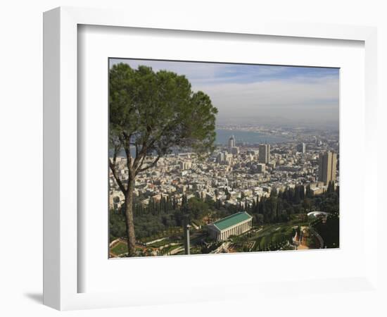 Elevated View of City and Bay from Mount Carmel, Haifa, Israel, Middle East-Eitan Simanor-Framed Photographic Print