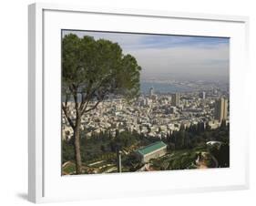 Elevated View of City and Bay from Mount Carmel, Haifa, Israel, Middle East-Eitan Simanor-Framed Photographic Print