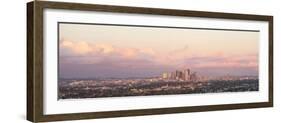 Elevated view of city at dusk, Downtown Los Angeles, Los Angeles, California, USA-null-Framed Photographic Print