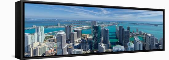 Elevated view of city at the waterfront, Miami, Miami-Dade County, Florida, USA-null-Framed Stretched Canvas