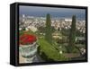 Elevated View of City Including Bahai Shrine and Gardens, Haifa, Israel, Middle East-Eitan Simanor-Framed Stretched Canvas