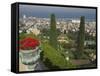 Elevated View of City Including Bahai Shrine and Gardens, Haifa, Israel, Middle East-Eitan Simanor-Framed Stretched Canvas