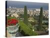 Elevated View of City Including Bahai Shrine and Gardens, Haifa, Israel, Middle East-Eitan Simanor-Stretched Canvas