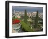 Elevated View of City Including Bahai Shrine and Gardens, Haifa, Israel, Middle East-Eitan Simanor-Framed Photographic Print