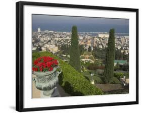 Elevated View of City Including Bahai Shrine and Gardens, Haifa, Israel, Middle East-Eitan Simanor-Framed Photographic Print