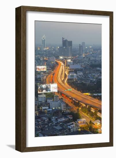 Elevated view of city skyline, Bangkok, Thailand, Southeast Asia, Asia-Frank Fell-Framed Photographic Print