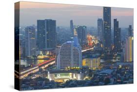 Elevated view of city skyline, Bangkok, Thailand, Southeast Asia, Asia-Frank Fell-Stretched Canvas