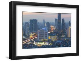 Elevated view of city skyline, Bangkok, Thailand, Southeast Asia, Asia-Frank Fell-Framed Photographic Print