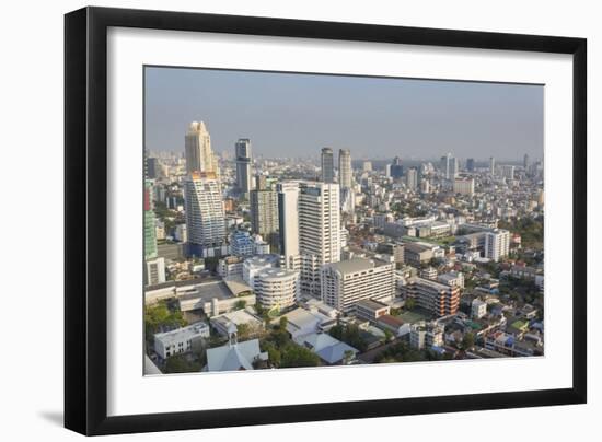 Elevated view of city skyline, Bangkok, Thailand, Southeast Asia, Asia-Frank Fell-Framed Photographic Print