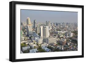 Elevated view of city skyline, Bangkok, Thailand, Southeast Asia, Asia-Frank Fell-Framed Photographic Print