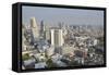Elevated view of city skyline, Bangkok, Thailand, Southeast Asia, Asia-Frank Fell-Framed Stretched Canvas