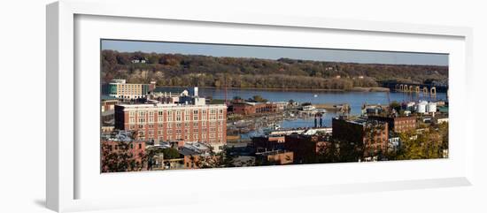 Elevated view of cityscape, Dubuque, Dubuque County, Iowa, USA-null-Framed Photographic Print