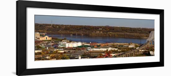 Elevated view of cityscape, Dubuque, Dubuque County, Iowa, USA-null-Framed Photographic Print