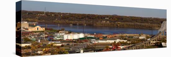 Elevated view of cityscape, Dubuque, Dubuque County, Iowa, USA-null-Stretched Canvas