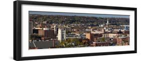 Elevated view of cityscape, Dubuque, Dubuque County, Iowa, USA-null-Framed Photographic Print