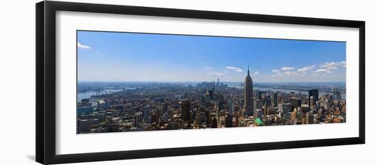 Elevated view of cityscape, Empire State Building, Manhattan, New York City, New York State, USA-null-Framed Photographic Print