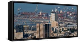 Elevated view of cityscape, Haifa, Israel-null-Framed Stretched Canvas