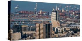 Elevated view of cityscape, Haifa, Israel-null-Stretched Canvas