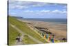 Elevated View of Colourful Beach Huts on West Cliff Beach-Eleanor Scriven-Stretched Canvas