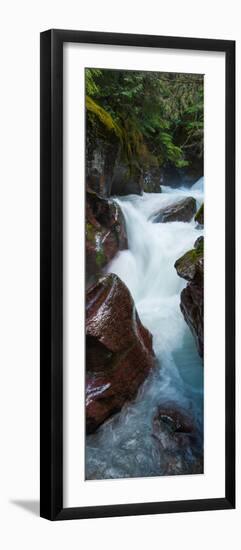 Elevated View of Creek Flowing Through Rocks, Avalanche Creek, Us Glacier National Park-null-Framed Photographic Print