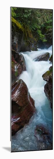 Elevated View of Creek Flowing Through Rocks, Avalanche Creek, Us Glacier National Park-null-Mounted Photographic Print