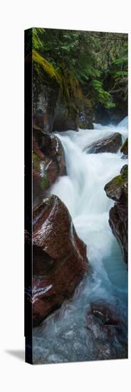 Elevated View of Creek Flowing Through Rocks, Avalanche Creek, Us Glacier National Park-null-Stretched Canvas