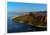 Elevated view of Diamond Head Lighthouse, Diamond Head, Honolulu, Hawaii, USA-null-Framed Photographic Print