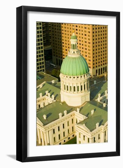 Elevated view of dome of Saint Louis Historical Old Courthouse, Federal Style architecture built...-null-Framed Photographic Print