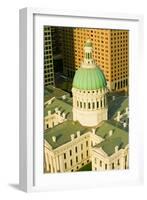 Elevated view of dome of Saint Louis Historical Old Courthouse, Federal Style architecture built...-null-Framed Photographic Print