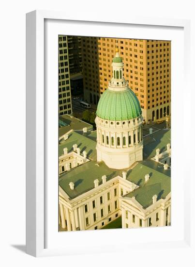 Elevated view of dome of Saint Louis Historical Old Courthouse, Federal Style architecture built...-null-Framed Photographic Print