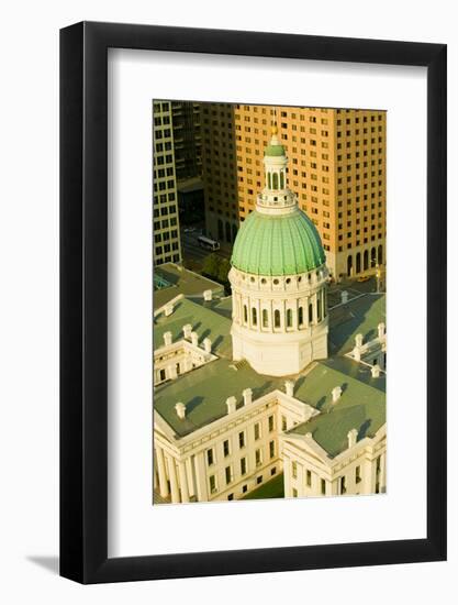 Elevated view of dome of Saint Louis Historical Old Courthouse, Federal Style architecture built...-null-Framed Photographic Print