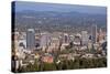 Elevated view of downtown skyline Portland, Multnomah County, Oregon, USA-null-Stretched Canvas