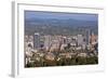 Elevated view of downtown skyline Portland, Multnomah County, Oregon, USA-null-Framed Photographic Print