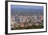 Elevated view of downtown skyline Portland, Multnomah County, Oregon, USA-null-Framed Photographic Print